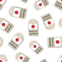 Hang tag made in Japan with flag seamless pattern background. Business flat vector illustration. Manufactured in Japan symbol pattern.