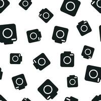 Camera seamless pattern background. Business flat vector illustration. Photocamera symbol pattern.