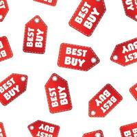Best buy hang tag seamless pattern background. Business flat vector illustration. Business sale label symbol pattern.