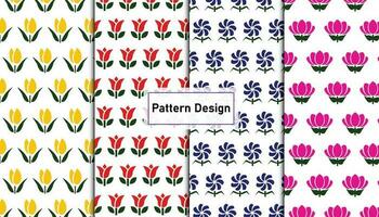 Flower flat pattern design Pro Vector .