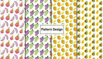 Fruits seamless pattern design set . vector