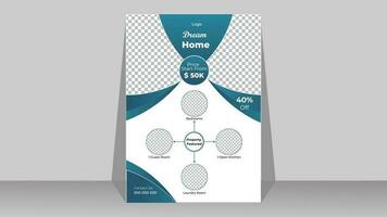 Modern real estate flyer design template Pro Vector .