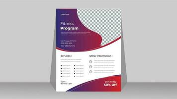 Gym and fitness flyer design template Pro Vector .