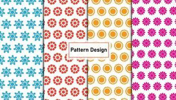 Cute colorful flower pattern design set on background . Pro Vector .