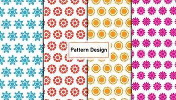 Cute colorful flower pattern design set on background . Pro Vector .