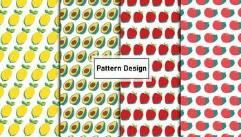 3D fruits seamless pattern design set . Pro Vector .