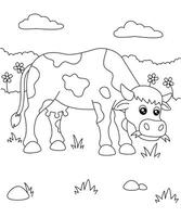 vaca cara colorante página para niños vector