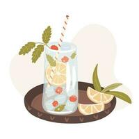 Fresco verano hielo limonada. vector ilustración