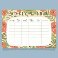 Exotic summer weekly planner concept vector