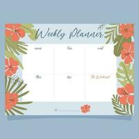 Exotic summer weekly planner concept vector