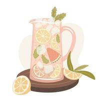 Fresco verano hielo limonada vector ilustración