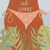 Hola verano tarjeta, vector ilustración