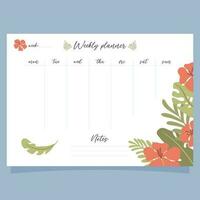 Exotic summer weekly planner concept vector