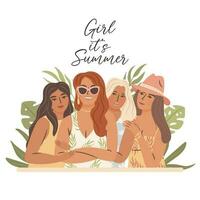 es verano tiempo, muchachas amistad vector