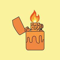 Lit lighter badge vector