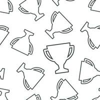 Trophy cup seamless pattern background. Business flat vector illustration. Award winner symbol pattern.