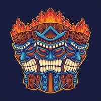 fire angry tiki mascot illustration vector