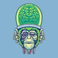 monkey cyborg head mascot logo illustration vector