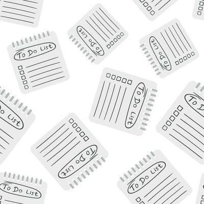 Realistic notepad with spiral seamless pattern background. Business flat vector illustration. To do list office stationery notebook symbol pattern.