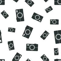 Camera seamless pattern background. Business flat vector illustration. Photocamera symbol pattern.