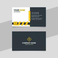 Black, White, and Yellow Unique Business Card Design Template vector