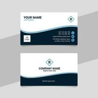 Blue and White Professional Business Card Template Design with QR Code vector