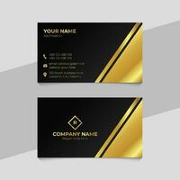 Golden Black Business Card Template Design with Unique Layout vector