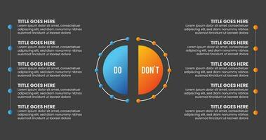 Process Workflow, Do and Don't, Comparison Chart Infographic Template Design vector