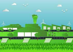 verde fábrica limpiar energía vector