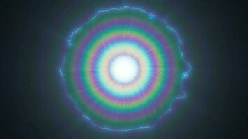 Center radial glühen Licht Ring mit elektrisch Hintergrund. 2d Computer Rendern Muster video