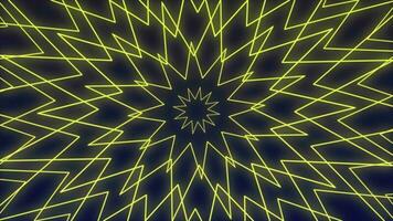 repetido amarillo multipunto estrella forma bucle animación antecedentes. 2d computadora representación video