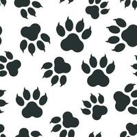 Paw print icon seamless pattern background. Business flat vector illustration. Dog, cat, bear paw sign symbol pattern.