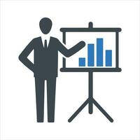 Business analytics icon. Business presentation icon, vector and glyph