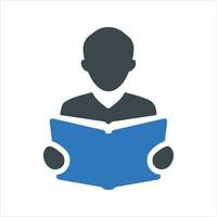 Reading book icon. Vector and glyph