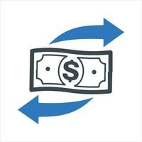 Money transfer icon, black. Vector and glyph