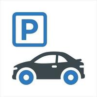 Car parking icon. Auto garage icon. Vector and glyph