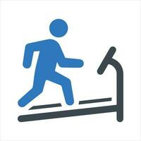 Treadmill exercise icon. Vector and glyph