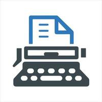 Typing machine icon. Vector and glyph