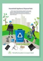 People sorting garbage. Men and women separate waste and throwing trash into recycling bins. Ecology Secondary use of garbage sorting,waste separation. vector