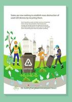 People sorting garbage. Men and women separate waste and throwing trash into recycling bins. Ecology Secondary use of garbage sorting,waste separation. vector