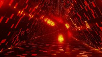 3D render loop animation of tunnel with glowing red neon pattern video