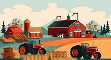Harvesting on the farm a tractor driving on a field. . photo