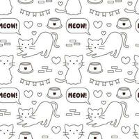 Cats Animals Seamless Pattern Design with Cat Element in Template Hand Drawn Cartoon Flat Illustration vector