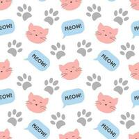 Cats Animals Seamless Pattern Design with Cat Element in Template Hand Drawn Cartoon Flat Illustration vector