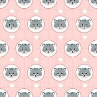 Cats Animals Seamless Pattern Design with Cat Element in Template Hand Drawn Cartoon Flat Illustration vector