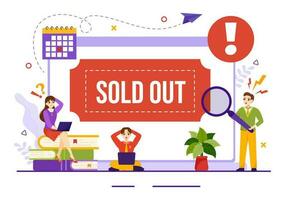 Sold Out Vector Illustration with Shopping Message or Special Offer  that Indicates the Product is Sold in Cartoon Hand Drawn Background Templates