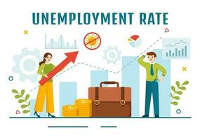 Unemployment Rate Vector Illustration with Many People Looking for a Job, Economic Downturn and Financial Crisis in Flat Cartoon Hand Drawn Templates