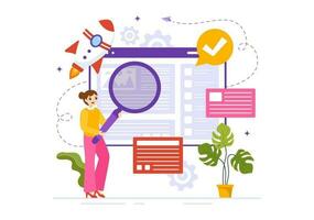 Software Testing Vector Illustration with Application Engineering, Debugging Development Process, Programming and Coding in Hand Drawn Templates