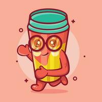 sonriente agua vaso personaje mascota corriendo aislado dibujos animados en plano estilo diseño vector