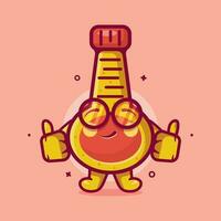 alegre mayonesa botella personaje mascota con pulgar arriba mano aislado dibujos animados en plano estilo diseño vector